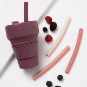 Stojo collapsible cup with 4 reusable straws